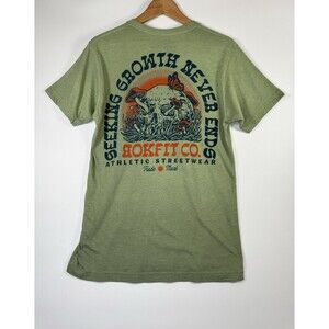 Rokfit T Shirt Medium Green Graphic Skull Mushrooms Seeking Growth Never Ends